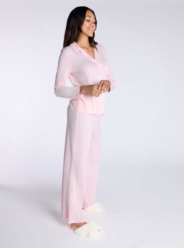 Boux Avenue Ribbed Modal Pyjama Top - Pink