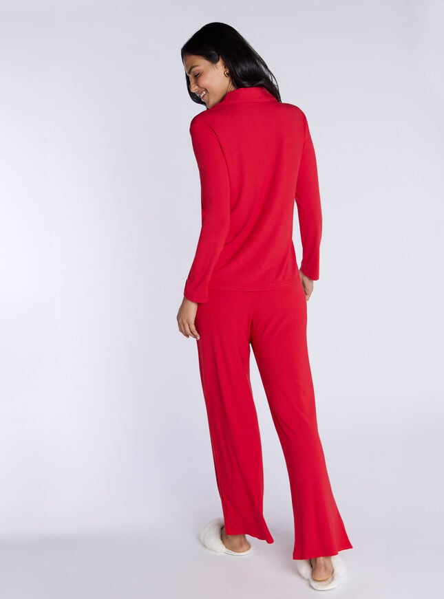 Boux Avenue Ribbed Modal Pyjama Top - Red