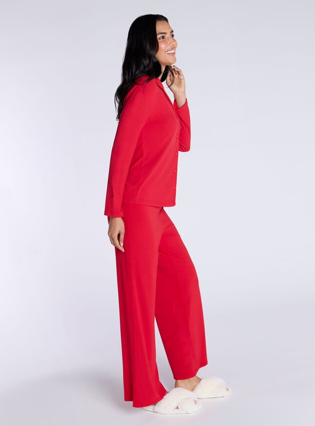 Boux Avenue Ribbed Modal Pyjama Top - Red