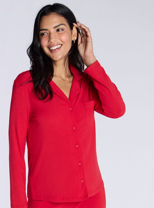 boux avenue Ribbed modal pyjama top - Red