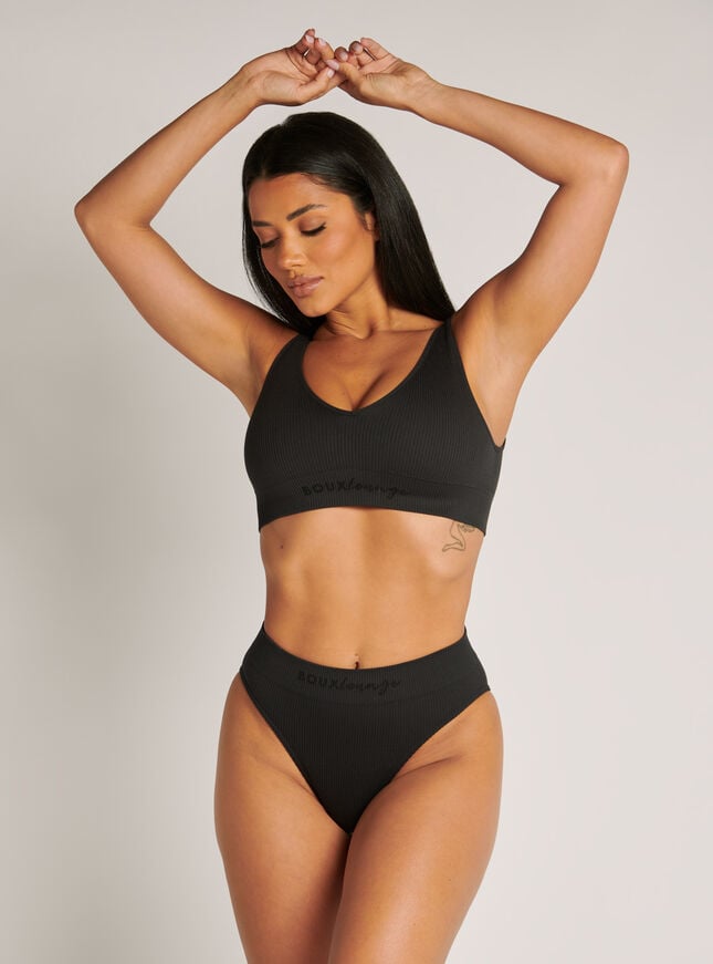 Boux Avenue Ribbed Seamless Briefs - Black