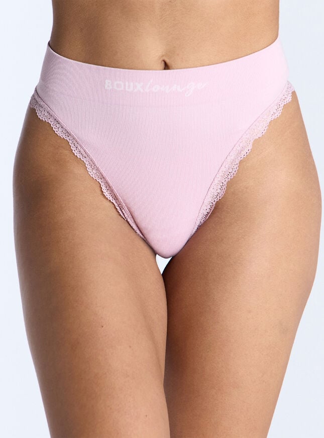 boux avenue Ribbed seamless lace thong - Dusky Pink