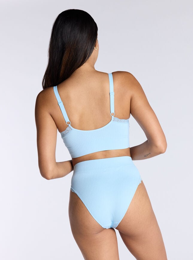 Boux Avenue Ribbed Seamless Lace Trim Briefs - Blue