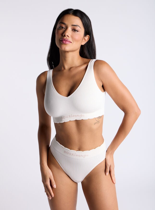 Boux Avenue Ribbed Seamless Scallop Briefs - Stone