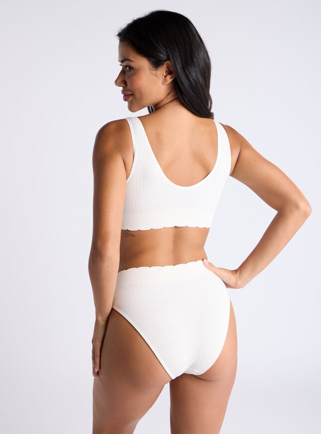 Boux Avenue Ribbed Seamless Scallop Briefs - Stone