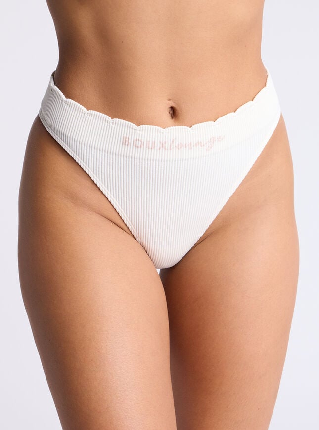 boux avenue Ribbed seamless scallop thong - Stone