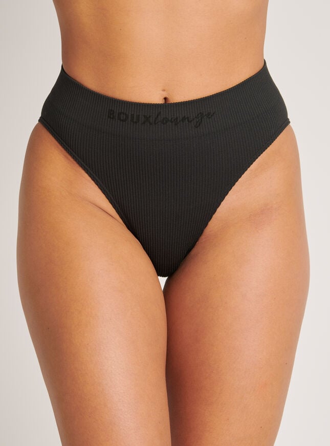 boux avenue Ribbed seamless thong - Black