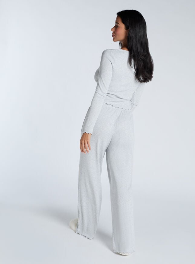 Boux Avenue Ribbed Wrap Pyjama Set - Grey Marl Mix