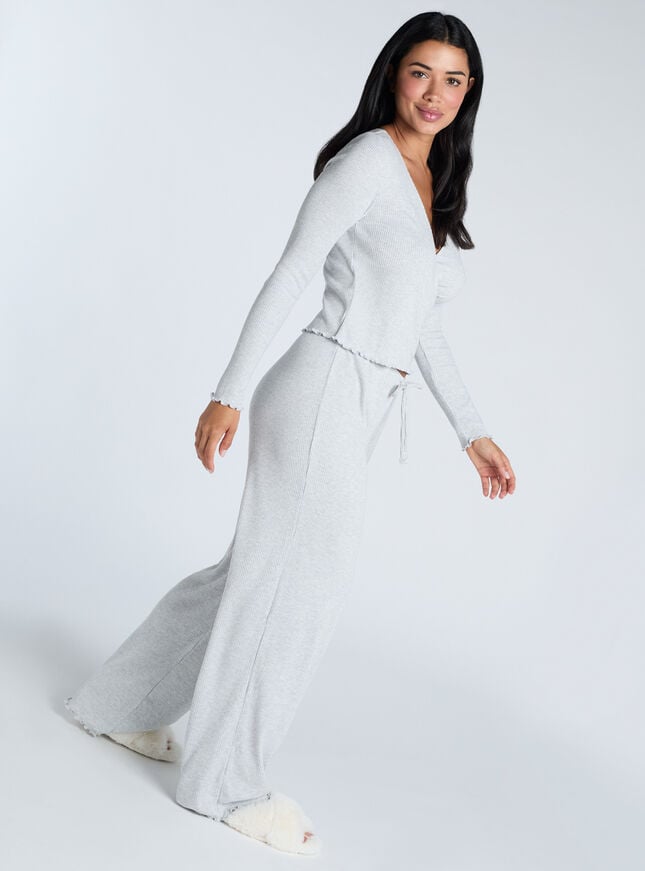 Boux Avenue Ribbed Wrap Pyjama Set - Grey Marl Mix
