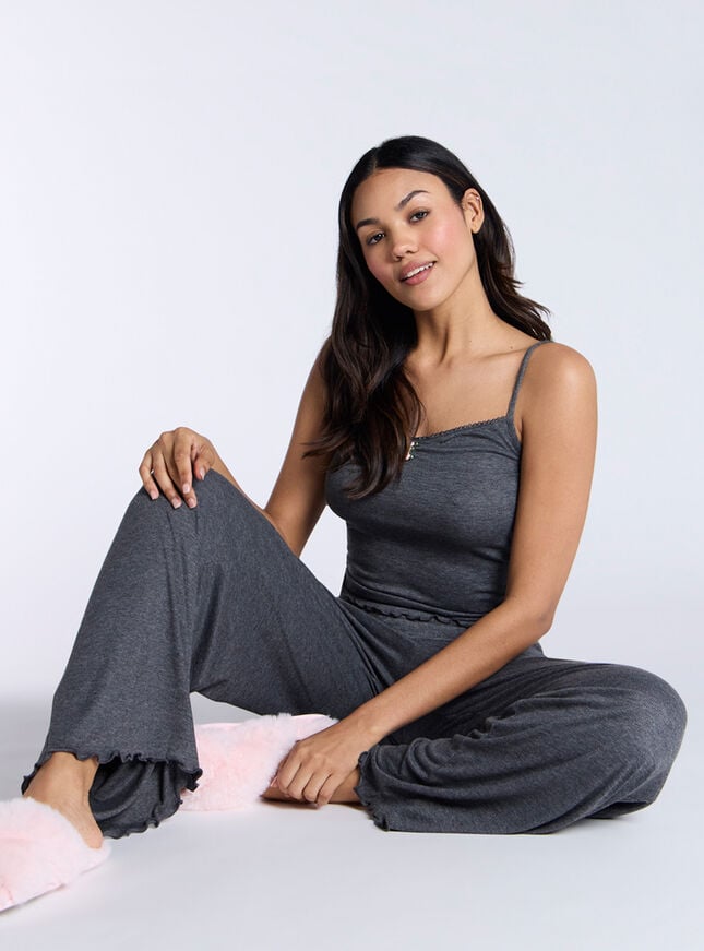 boux avenue Rosebud ribbed pyjama set - Charcoal