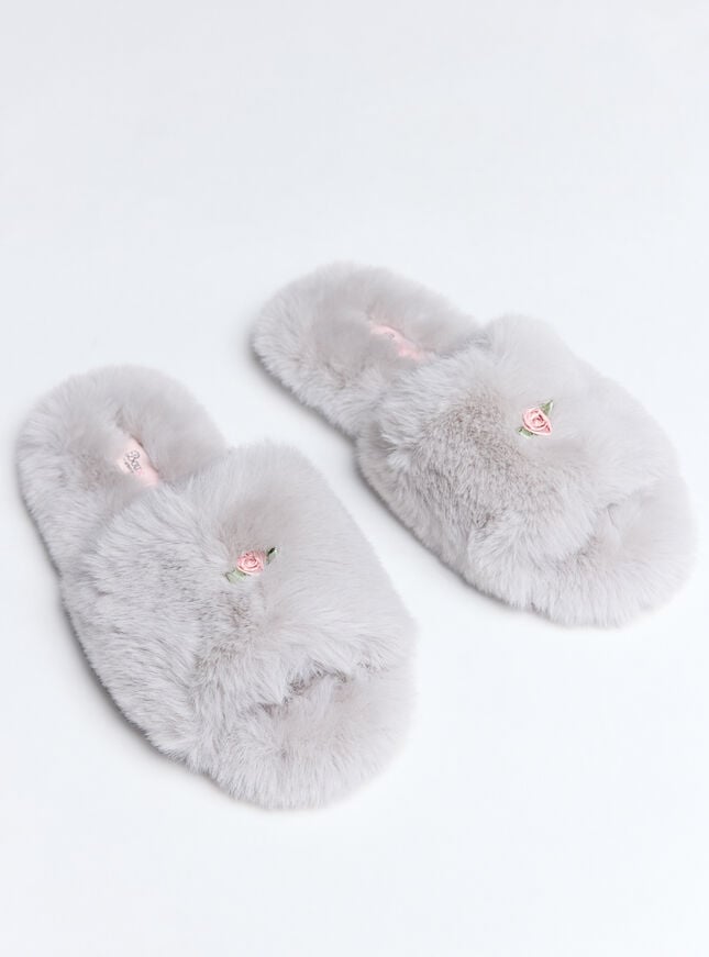 Boux Avenue Rosebud Slider Slippers - Grey
