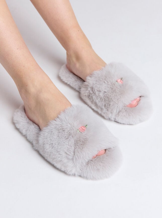 boux avenue Rosebud slider slippers - Grey