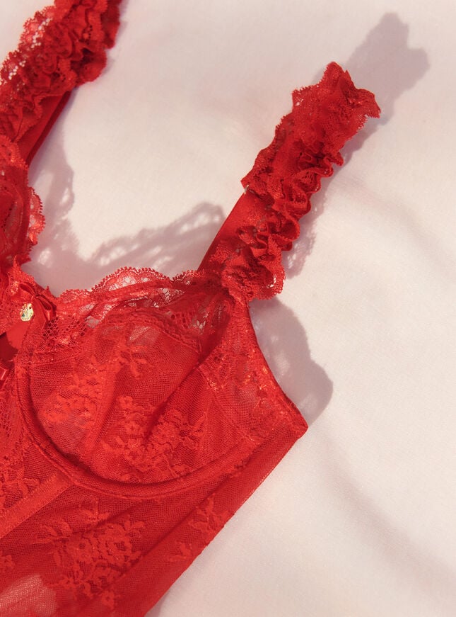 Boux Avenue Rubie Basque Longline Bra - Strawberry