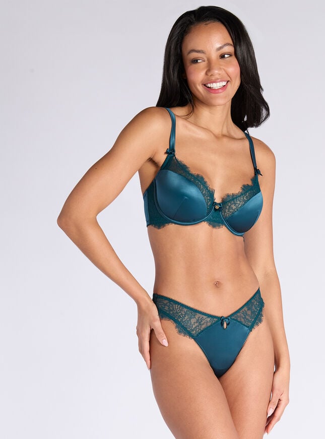 Boux Avenue Rylee Satin Plunge Bra - Teal