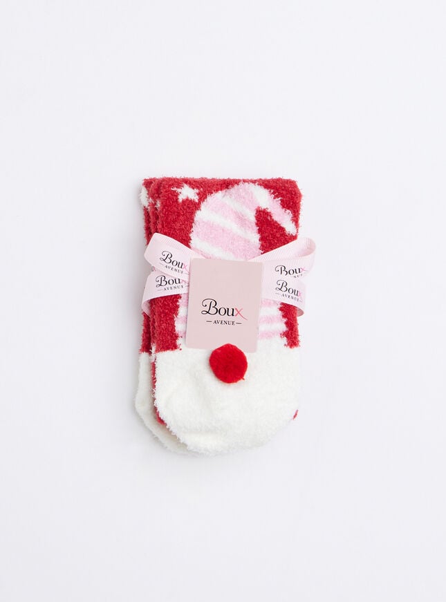 Boux Avenue Santa Fluffy Ankle Socks - Red Mix
