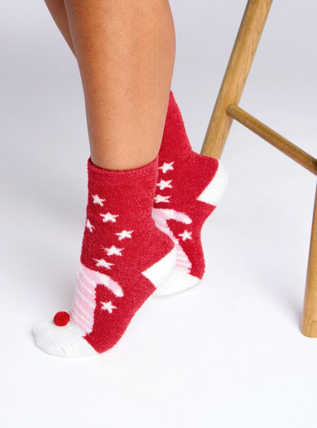 Boux Avenue Santa Fluffy Ankle Socks - Red Mix