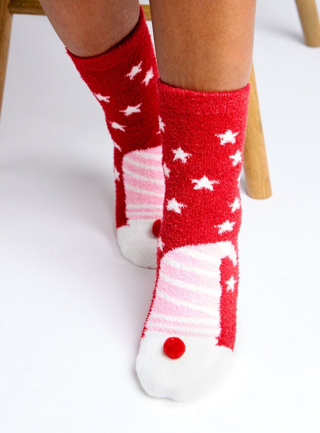 boux avenue Santa fluffy ankle socks - Red Mix