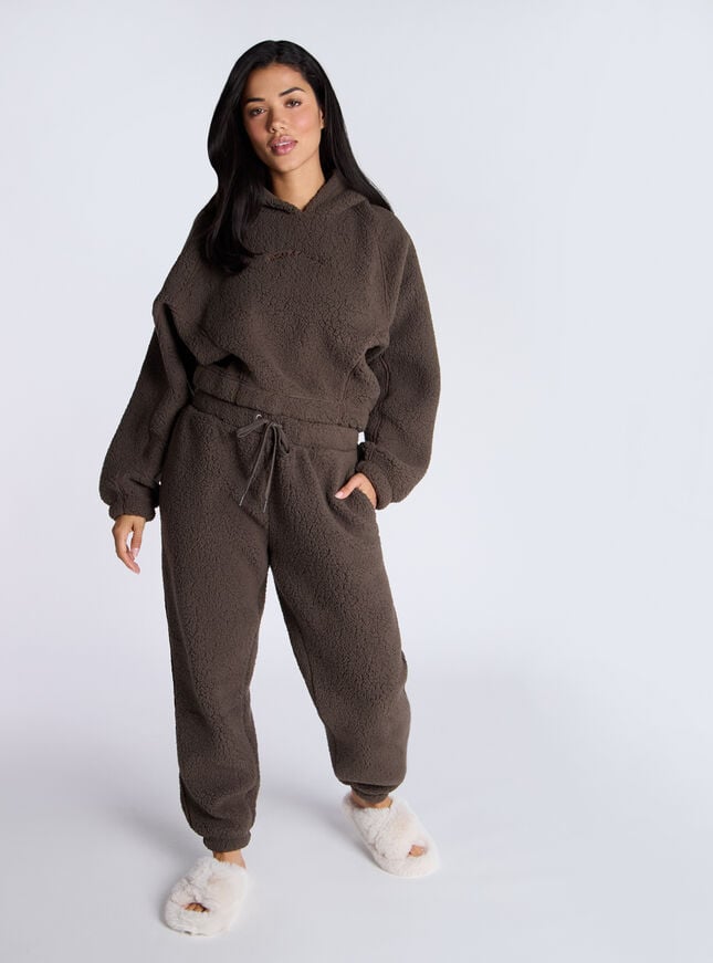 Boux Avenue Seamed Borg Lounge Set - Chocolate