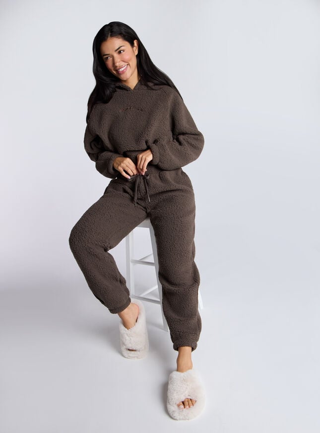 Boux Avenue Seamed Borg Lounge Set - Chocolate