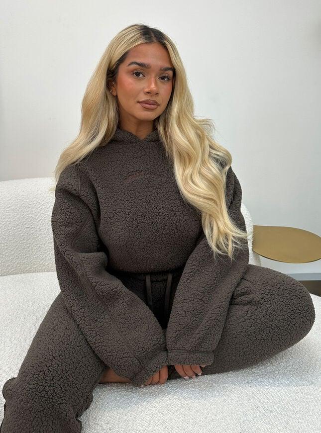 boux avenue Seamed borg lounge set - Chocolate