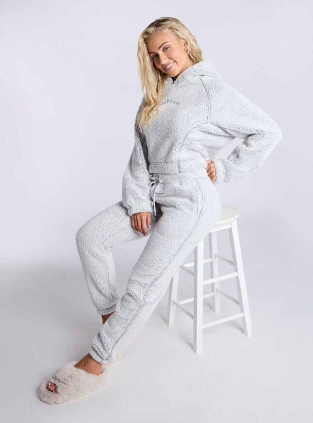 Boux Avenue Seamed Borg Lounge Set - Grey