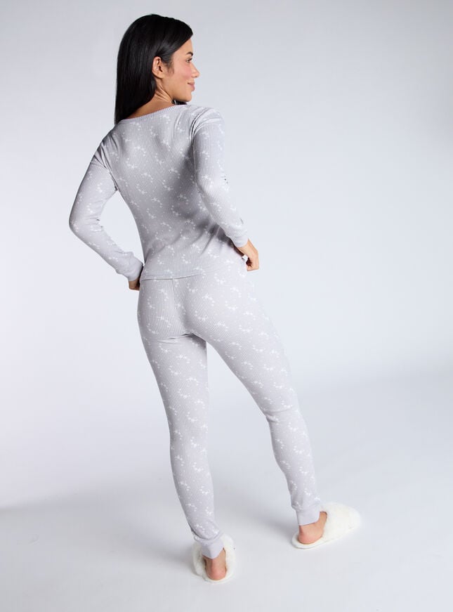 Boux Avenue Star Ribbed Henley Pyjama Set - Grey Mix
