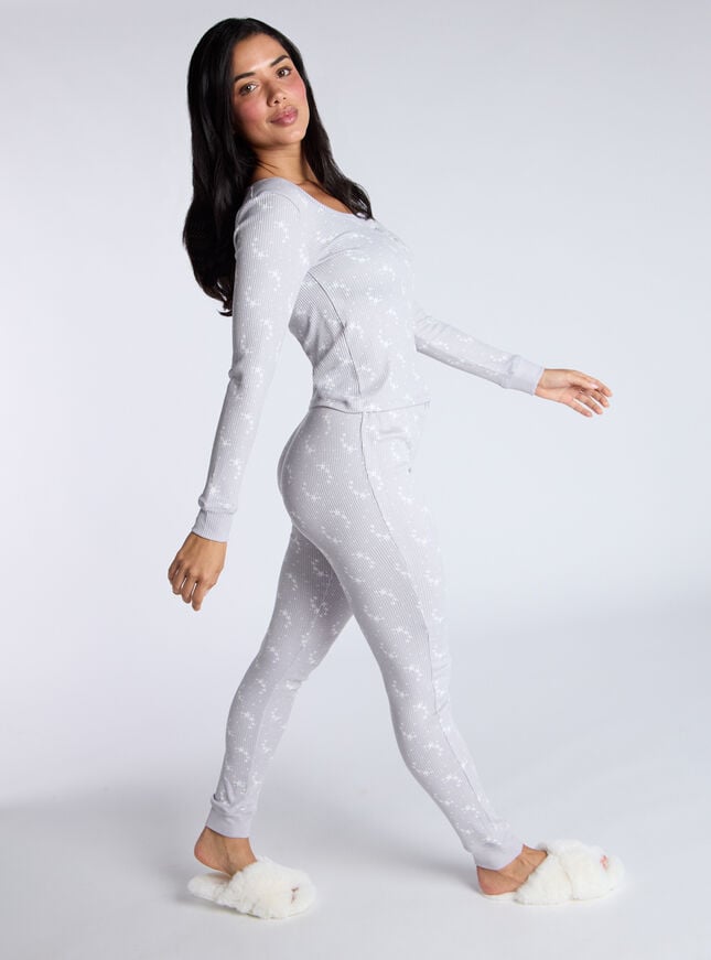 Boux Avenue Star Ribbed Henley Pyjama Set - Grey Mix