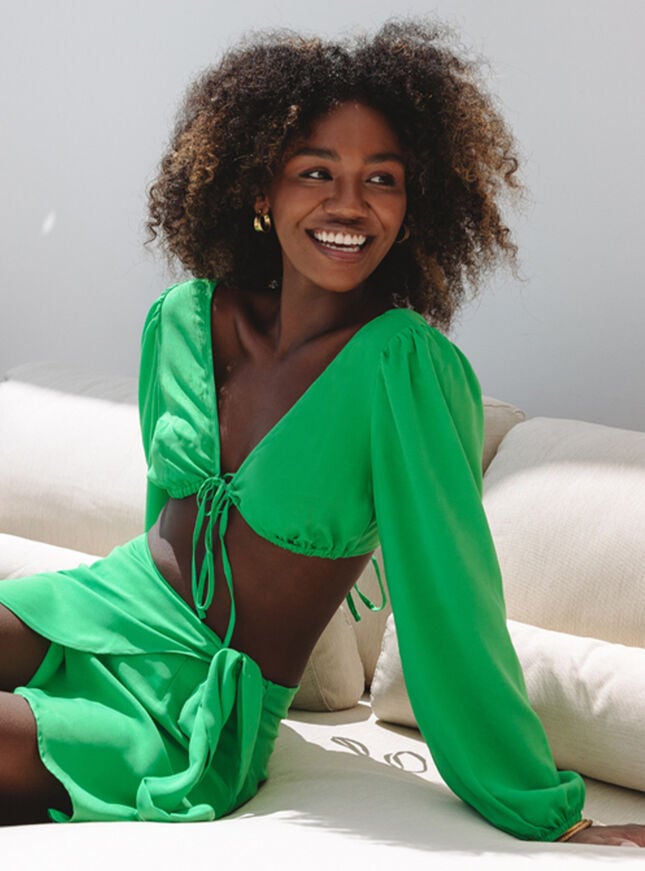 boux avenue Strappy tie back top - Green