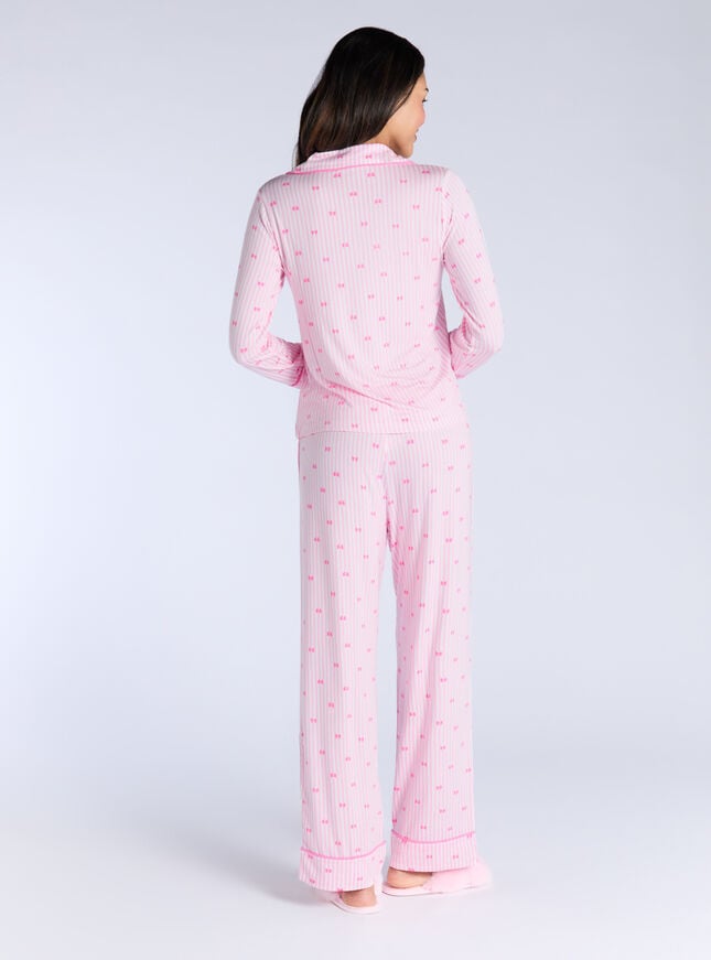 Boux Avenue Stripe & Bow Modal Pyjama Set - Pink Mix
