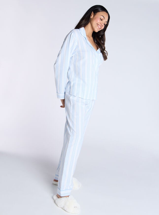 Boux Avenue Stripe Cotton Pyjama Set - Blue Mix