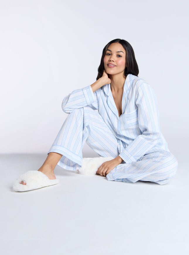 Boux Avenue Stripe Cotton Pyjama Set - Blue Mix