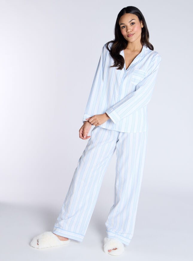 boux avenue Stripe cotton pyjama set - Blue Mix