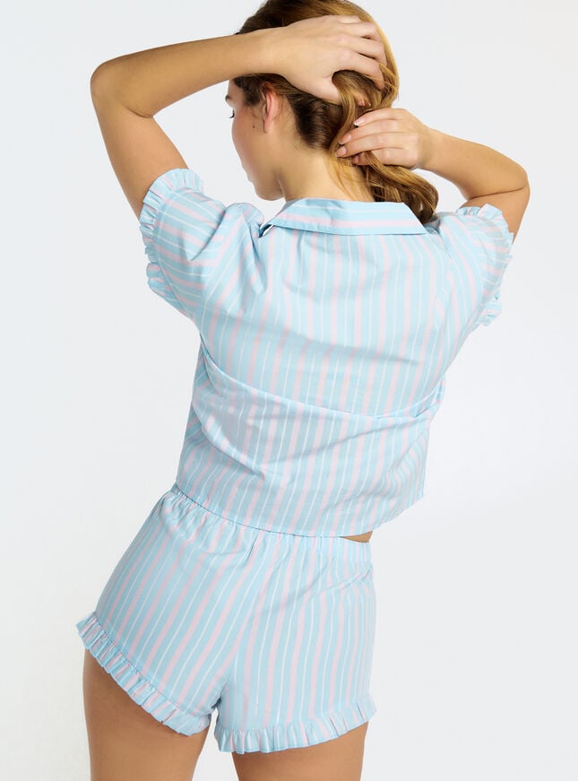 Boux Avenue Stripe Cotton Short Pyjama Set - Aqua