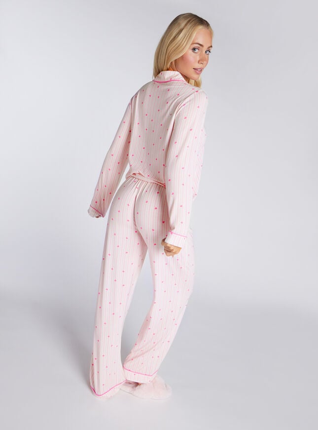 Boux Avenue Stripe Heart Modal Pyjama Set - Pink Mix
