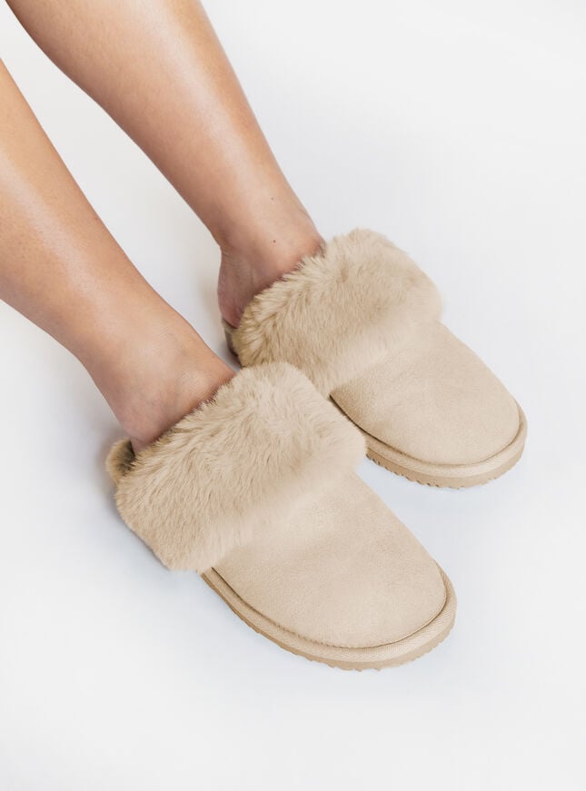 boux avenue Suedette mule slippers - Taupe