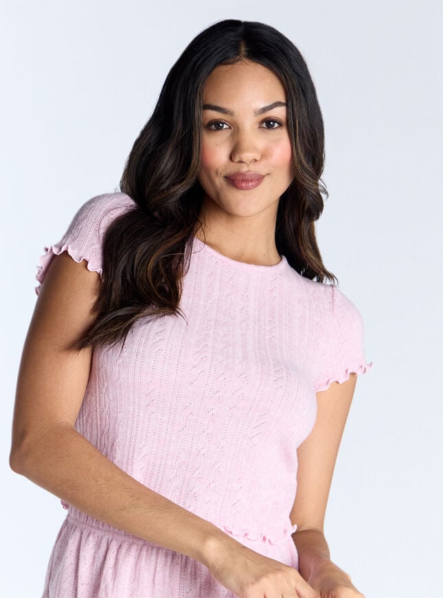 boux avenue Super soft pointelle top - Dusky Pink