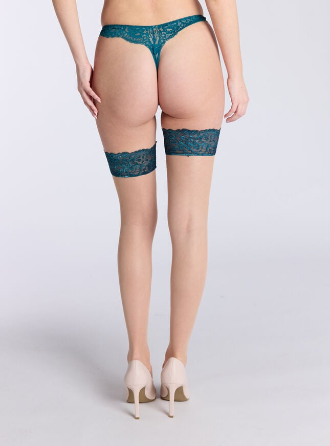 Boux Avenue Teal Lace Top Hold Ups - 03 Medium