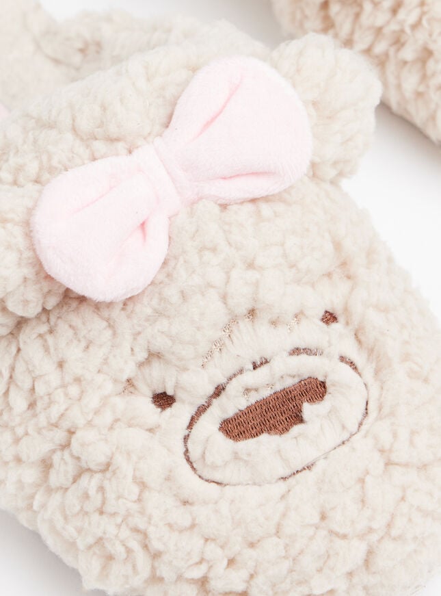 Boux Avenue Teddy Bear Mule Slippers - Oatmeal