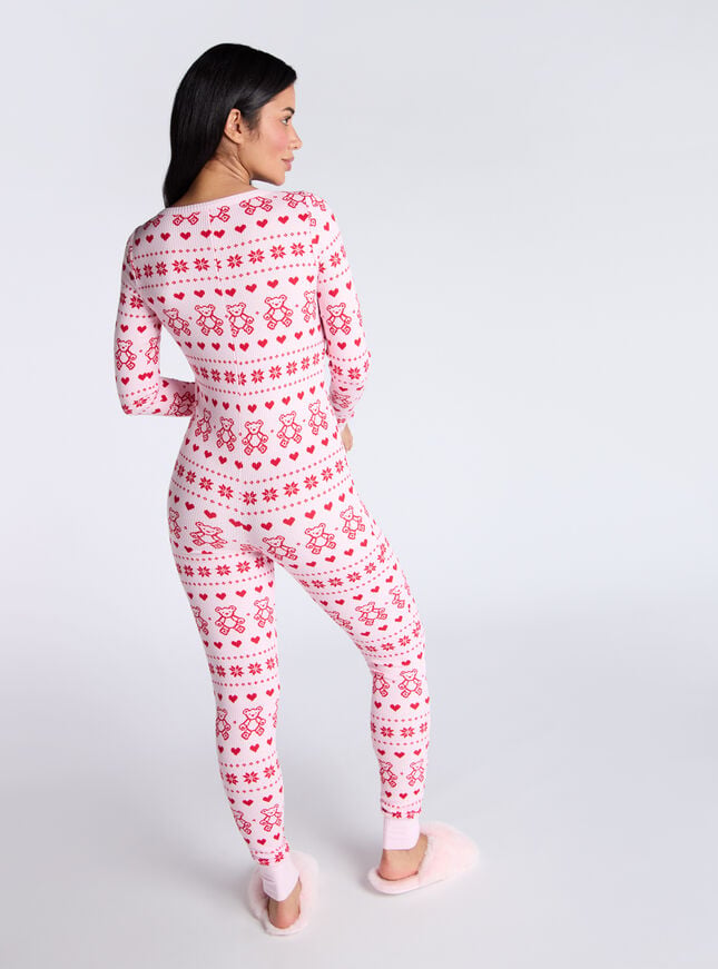 Boux Avenue Teddy Fairisle Ribbed Onesie - Pink Mix