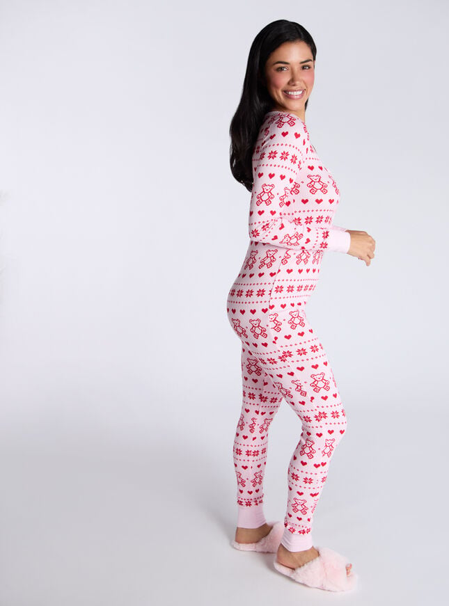 Boux Avenue Teddy Fairisle Ribbed Onesie - Pink Mix