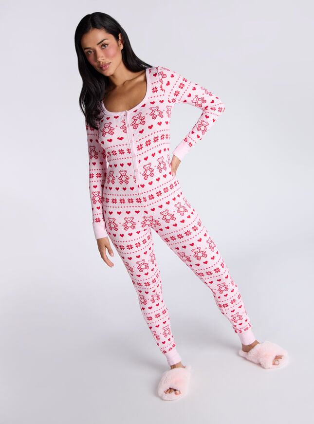 boux avenue Teddy fairisle ribbed onesie - Pink Mix
