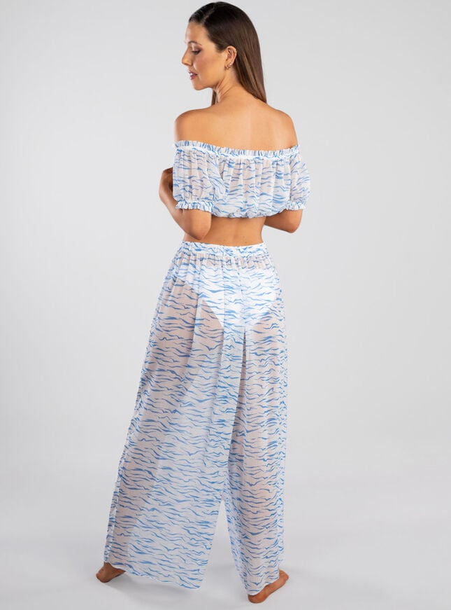 Boux Avenue Tiger Stripe Bardot Beach Top - Blue Mix