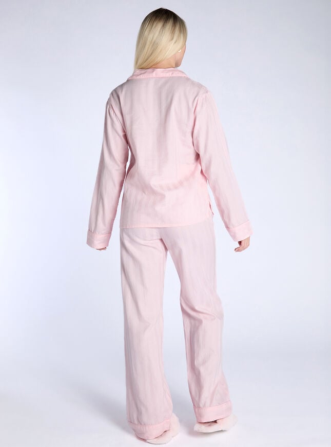Boux Avenue Tonal Stripe Cotton Pyjama Set - Pink