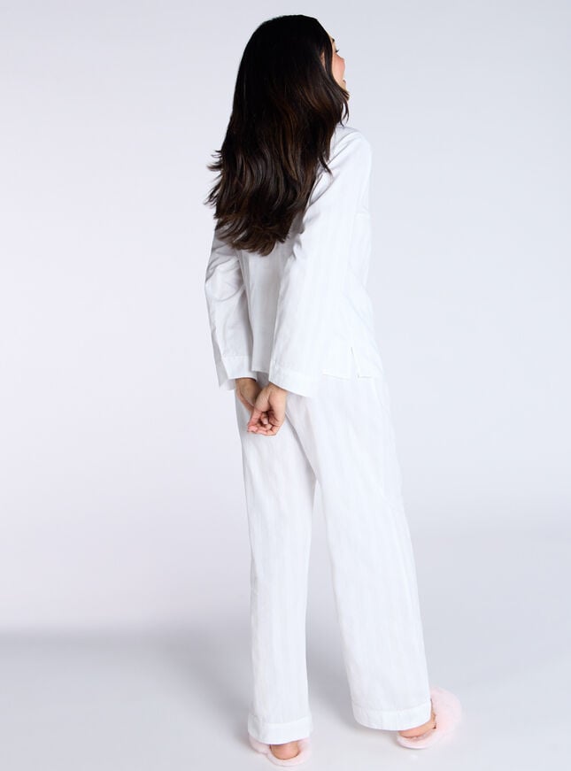 Boux Avenue Tonal Stripe Cotton Pyjama Set - White