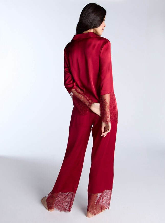 Boux Avenue Valentina Satin Pyjama Set - Dark Red