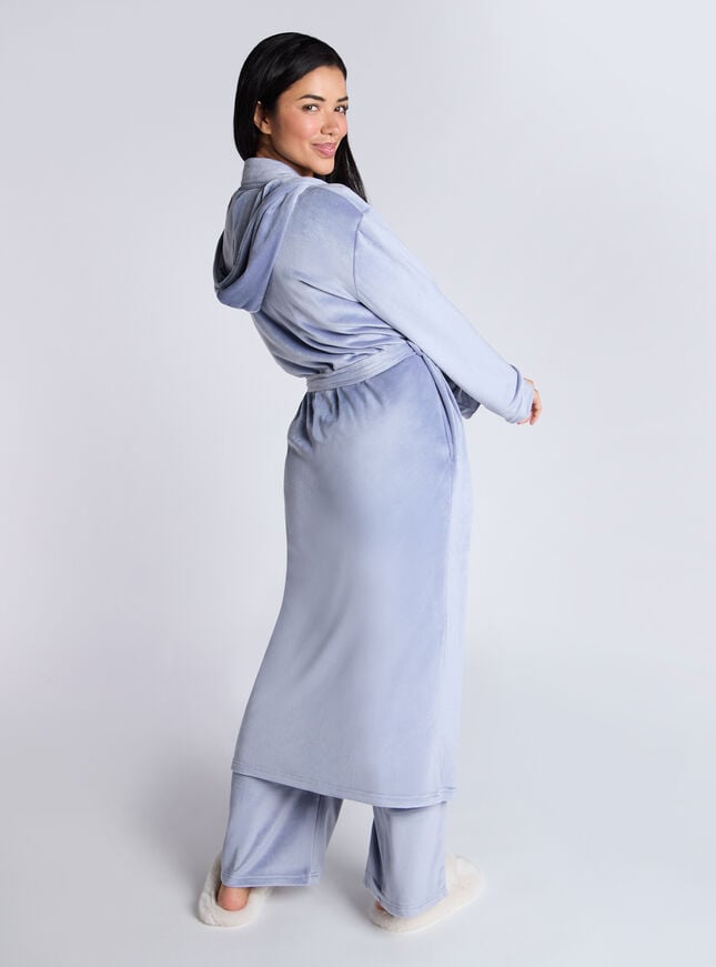 Boux Avenue Velour Dressing Gown - Denim Blue