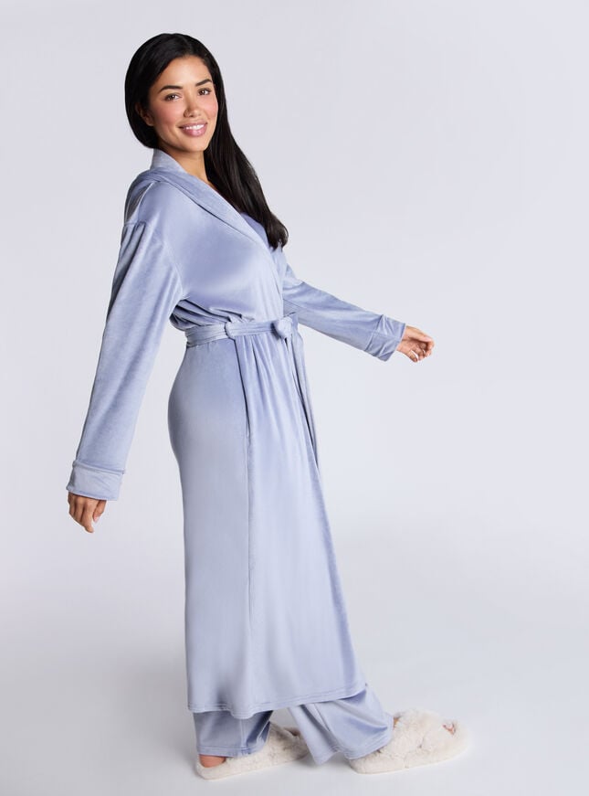 Boux Avenue Velour Dressing Gown - Denim Blue