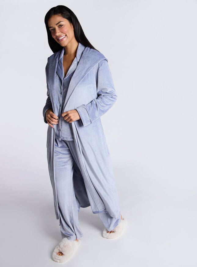 Boux Avenue Velour Dressing Gown - Denim Blue
