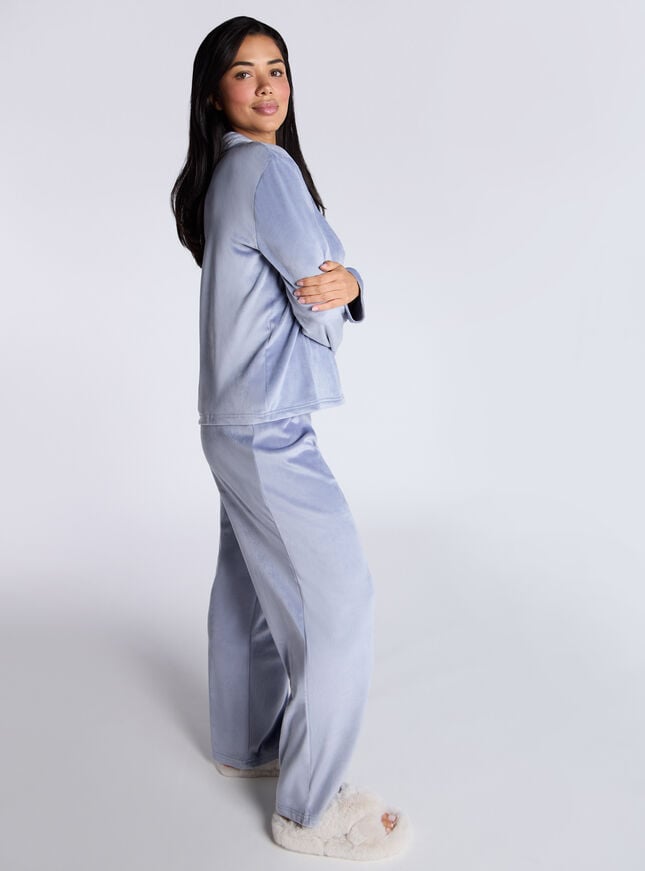 Boux Avenue Velour Pyjama Set - Denim Blue