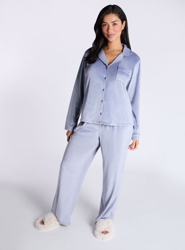 boux avenue Velour pyjama set - Denim Blue